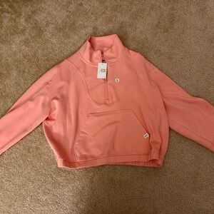 Simply Southern Coral Half-Zip Cropped Sweater